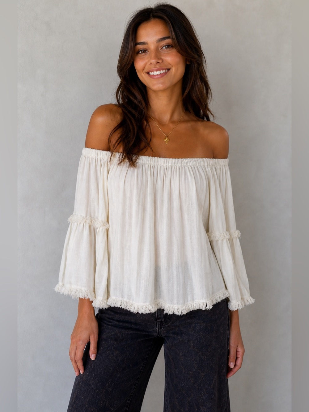Pink Lily White Ruffled Blouse Relaxed Fit
